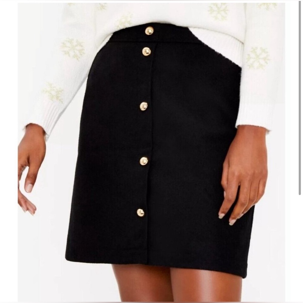 LOFT Ann Taylor Black Wool Blend Skirt